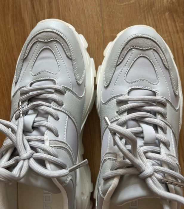 Szare sneakersy trampki buty na masywnej podeszwie