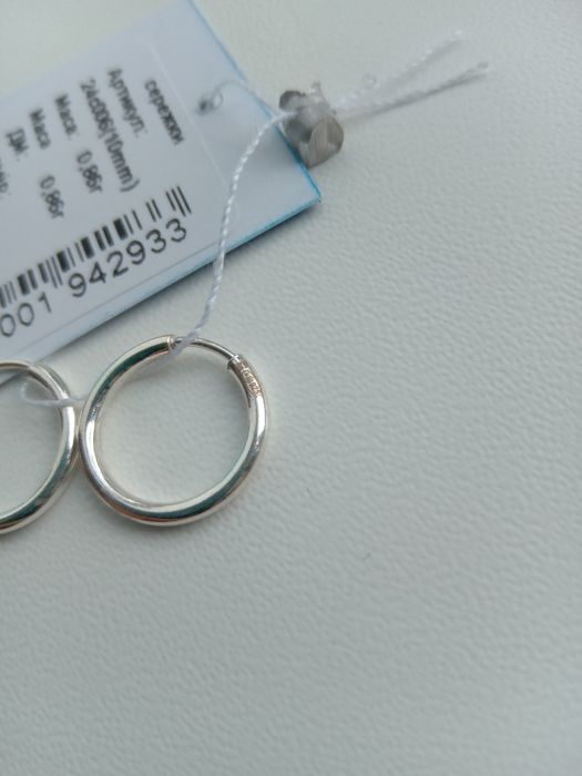 Серебряные серьги Конго 1 см маленькие сережки кольца серебро 925 проба