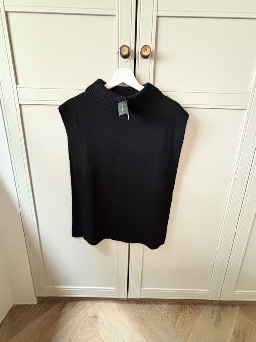 Kardigan Massimo Dutti czarny nowy z rozcięciami