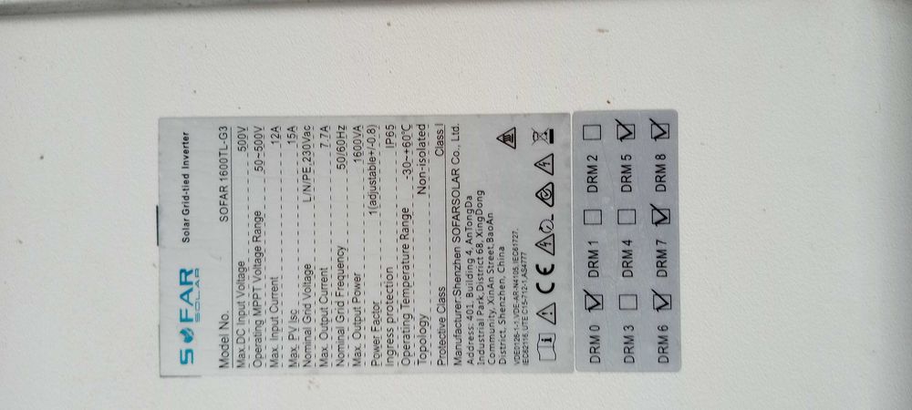 Inversor de rede Sofar 1600TL-G3