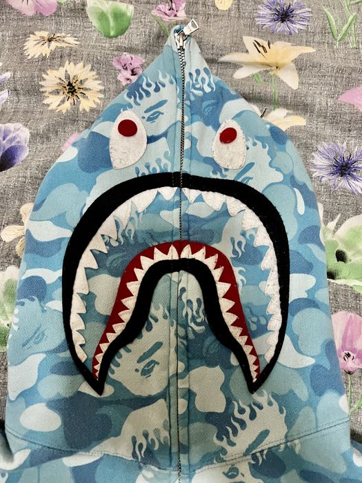 BAPE Fire Camo Shark Full Zip OG Hoodie rare CW FrankenApe