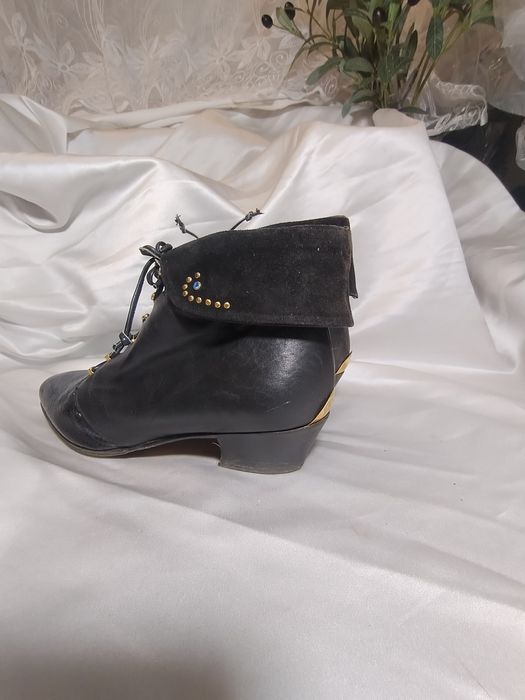 BALLY skórzane botki damskie 37 luksusowe czarne sznurowane Italy premium