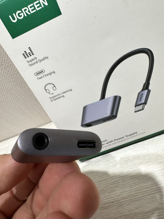 Адаптер перехідник UGREEN 2 in 1 USB C to USB C + 3,5 adapter DAC chip