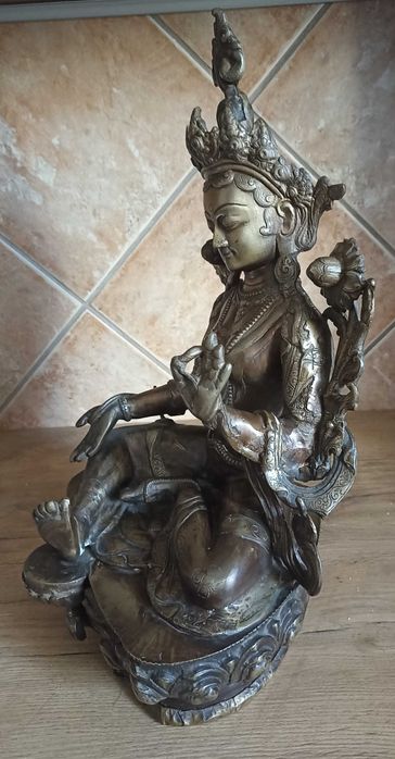 Figura Bogini BIAŁA TARA stara zabytkowa ręcznie robiona