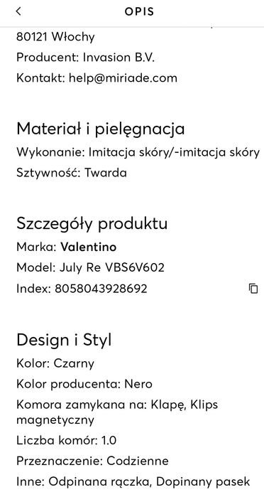 Torebka czarna Valentino