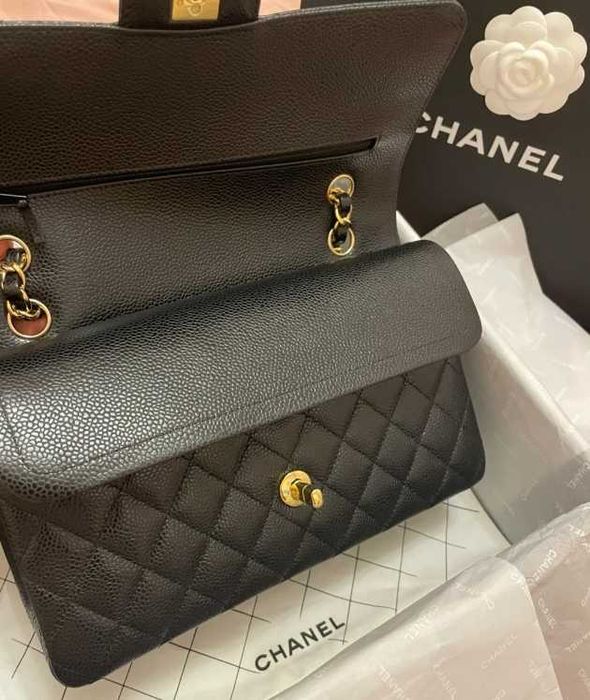 Chanel CF Black Gold Bull Medium