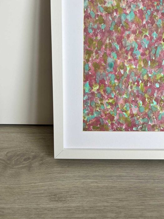 Quadro - Pintura abstrata em aguarela com moldura