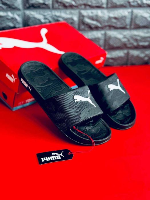 Новая колекция! Шлепанцы Puma мужские Camouflage Black пляжные тапочки сланці Пума шльопанці Puma Шлепки Пума резиновые топочки Пума черные шлепки
