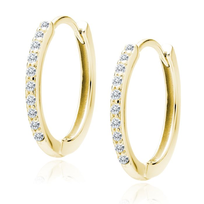 Kolczyki koła kółka srebrne pozłacane z cyrkoniami pr.925