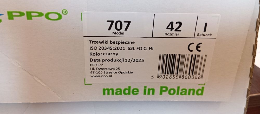 Buty robocze PPO rozm. 42 Nowe