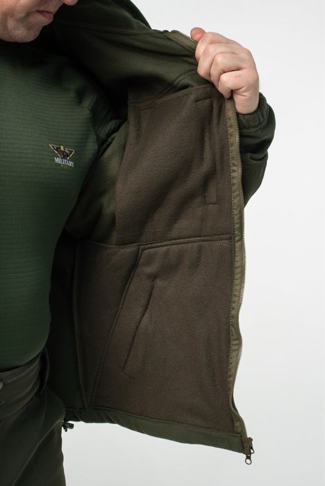 Флісова Кофта Олива зі вставками