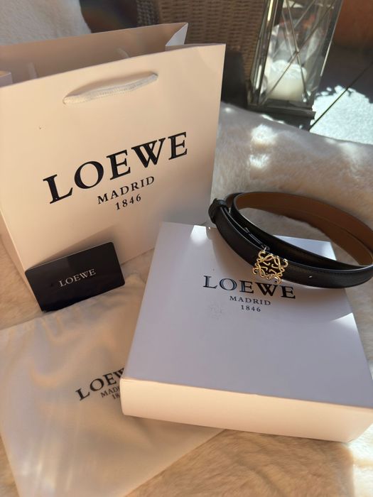 Pasek skórzany LOEWE czarny nowy