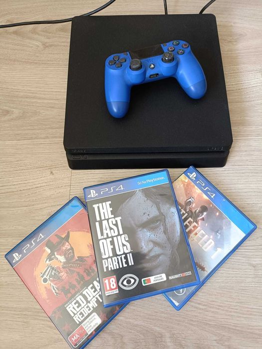 PS4 slim + Jogos (Red Dead Redemption 2/The Last of Us 2/Battlefield 1