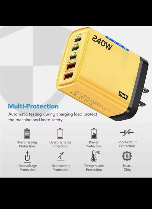 Nowa stacja ładująca ładowarka 240W 5w1 2xUSB 3xPD