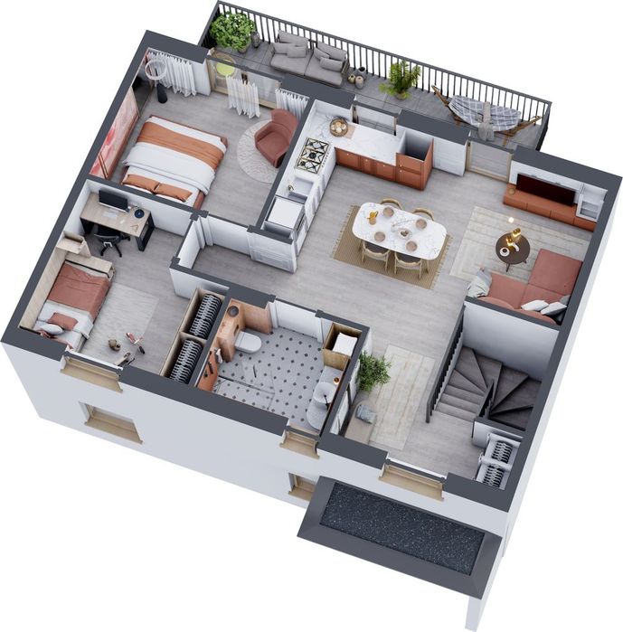 3-pokojowe mieszkanie 60 m² Bezpośrednio - Widok 3