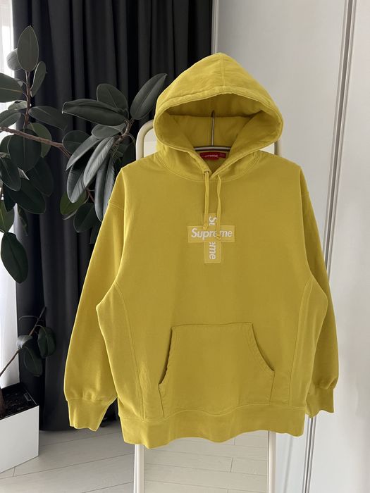 Supreme Yellow Cross Box Logo Hoodie