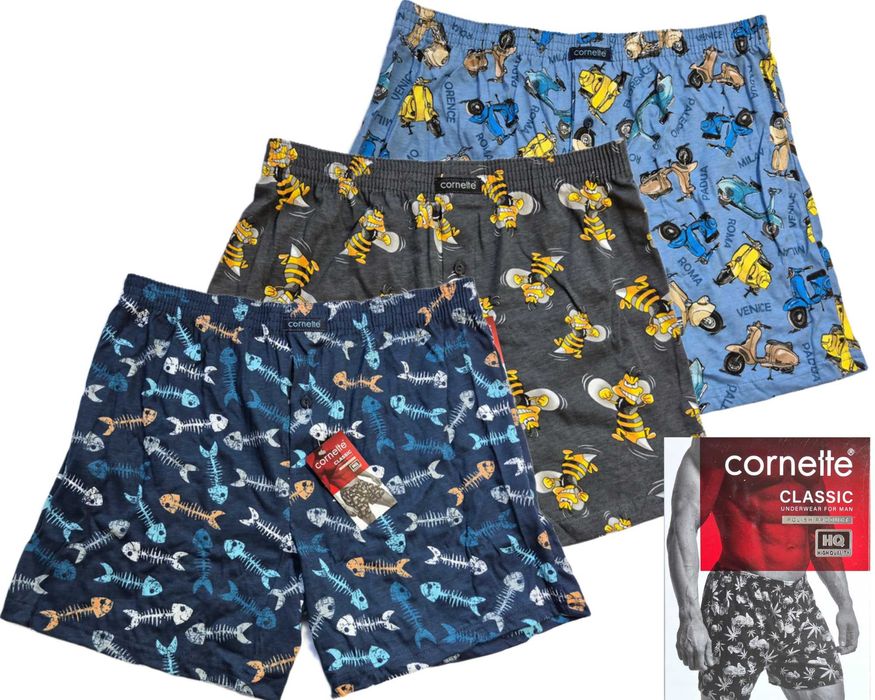 Bokserki Męskie Luźne Bawełniane Cornette Classic rozm.XXL 3-pak.