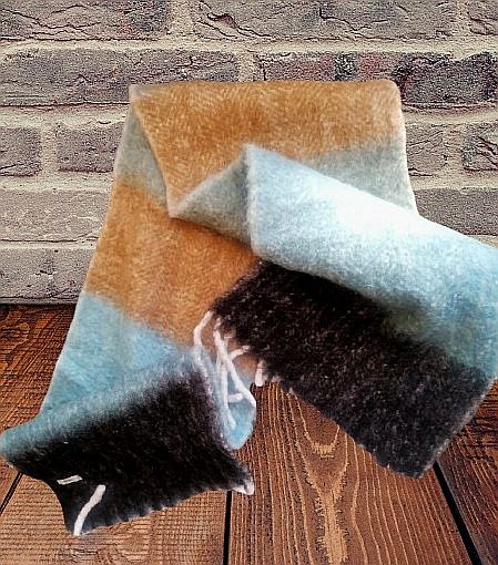 piękny puchaty miękki lekki duży szal ICHI z frędzlami 190x36lami