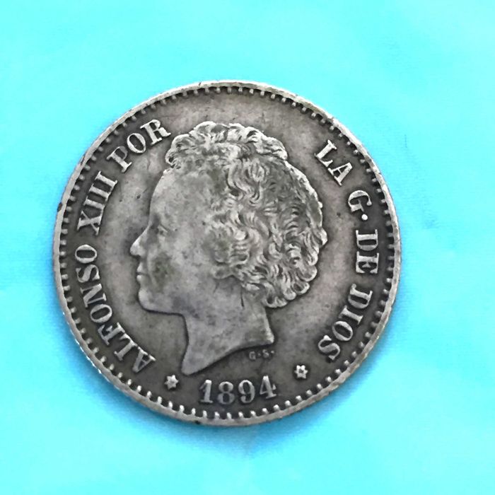 Espanha 50 Cêntimos 1894(94) ALFONSO XIII - prata