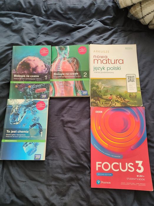 Zestaw podręczników z chemii, biologii Nowa Era, Focus3, arkusze jp