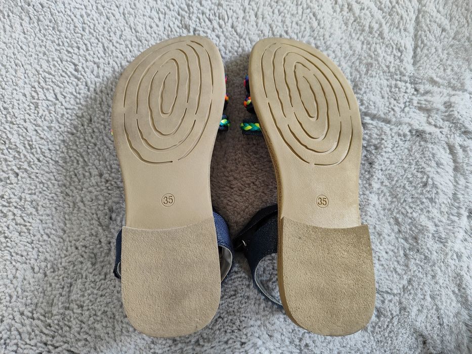 Sandałki granatowe z kolorowymi paskami Graceland r.35.