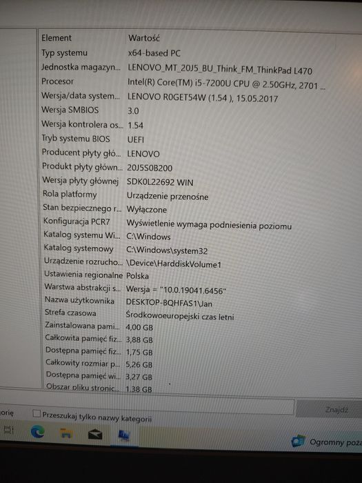 Laptop Lenovo L470, i5 7gen, 4/128, FHD, SSD, DDR4