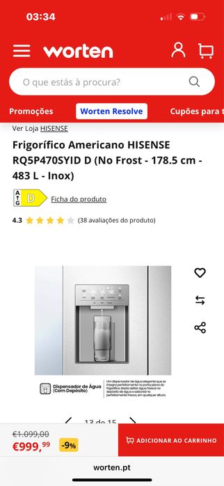500 € - Combinado novo de 1000 €
