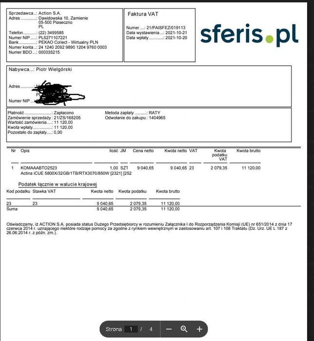 Actina iCUE 5800X/32GB/1TB/RTX3070/850W