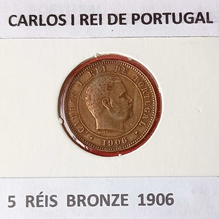 Moeda de 5 Réis do Monarca Português rei D. Carlos I ( 4ª Dinastia )
