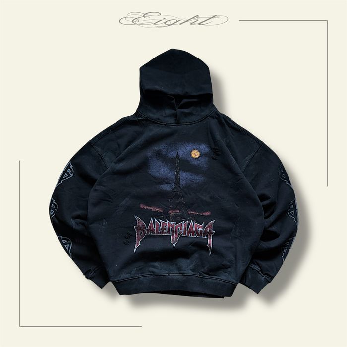 Худі Balenciaga paris distressed hoodie баленсіага кофта оверсайз boxy