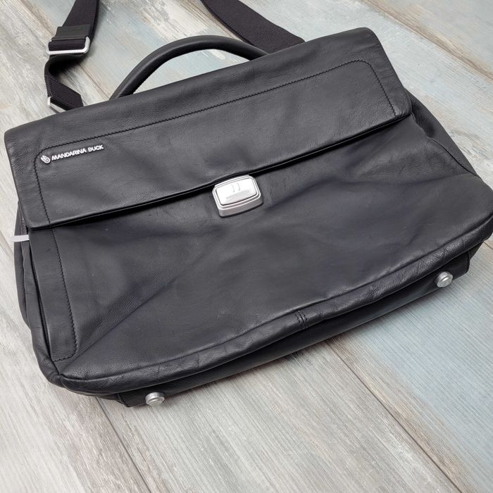 MANDARINA DUCK Laptop Backpack Leather Skórzana Torba na ramie skora
