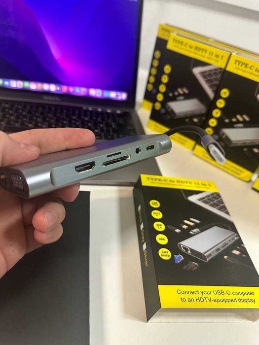 USB-C HUB 11в1 Док станція Хаб | Перевірено | HDMI 4K + PD | для MacBook / ноутбука