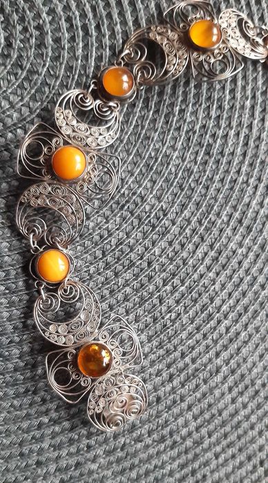 Bransoleta Imago Artis filigran z bursztynami.