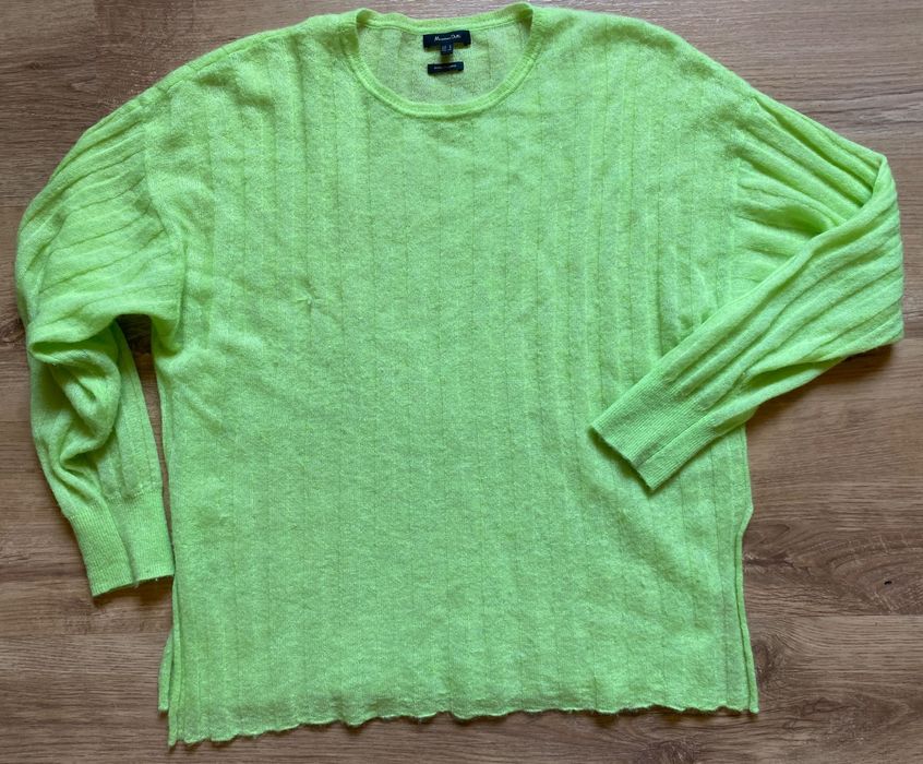 Neonowy jaskrawy kanarkowy żółty sweterek Massimo Dutti