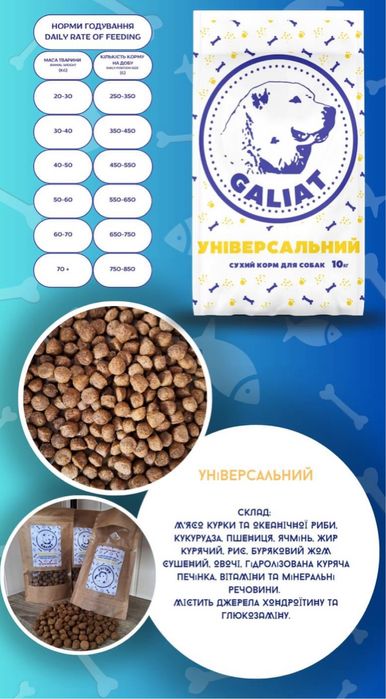 Сухий корм для собак усіх порід Універсальний 10 кг ТМ "Галіат"