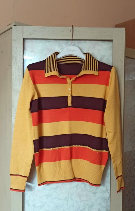 Sweter polo w pasy wiskoza