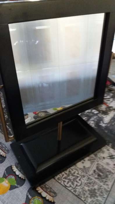 espelho com moldura em madeira duplo, rotativo