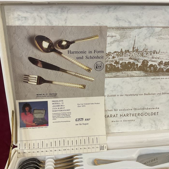 Talheres serviço solingen 69 peças 23/24 kilates banho de ouro