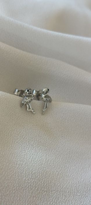 Brincos flamingo em prata