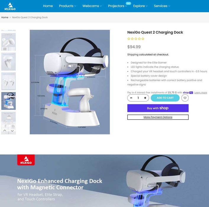 Oculus Quest 2 зарядна док-станція Charging Dock Station Meta