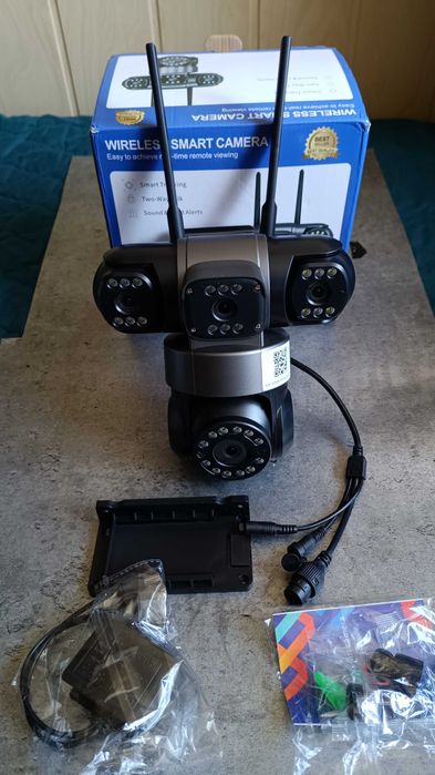 Zewnętrzna kamera Wi-Fi 10K 20 MP do monitoringu domu 4 obiektywy 4 ekran 360 ° Bezprzewodowa kamera PTZ z 16-krotnym zoomem