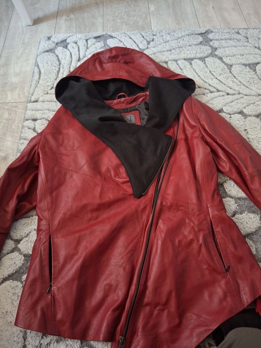Kurtka damska czerwona skórzana- Marbet