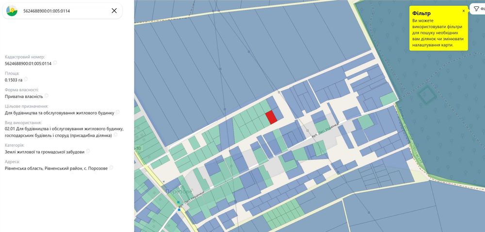 Продам земельну ділянку с.Порозове (0.15 га)