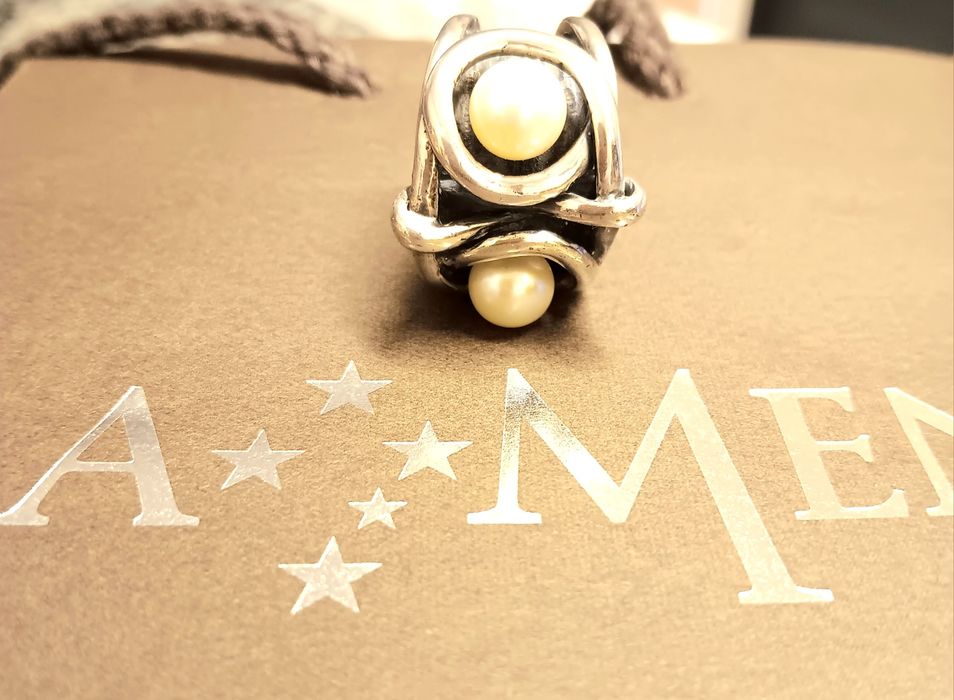 Anel aliança infinito  noivado em prata e pérolas