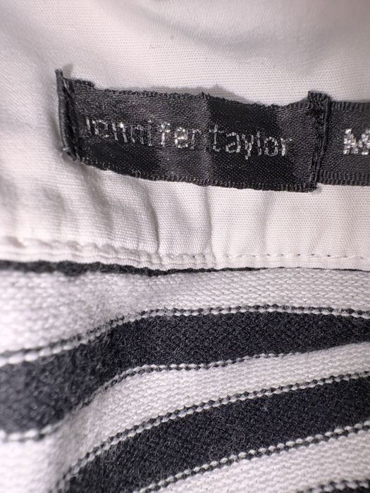 Sweter z kołnierzykiem i koszulą 2w1 Jennifer Taylor M / paski czarno-białe