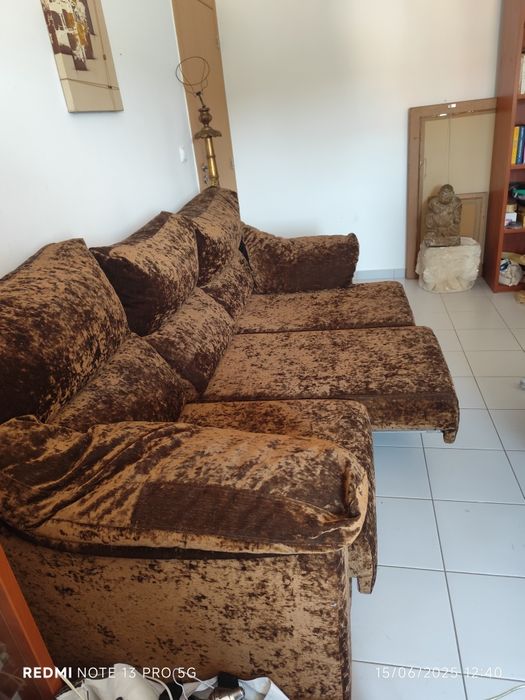 Sofá cama 3 lugares com chaise Long