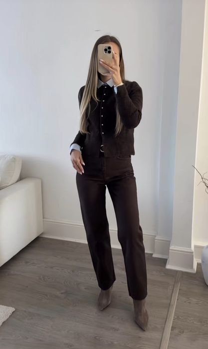 Zara sweter kardigan s 36 czekoladowy brązowy