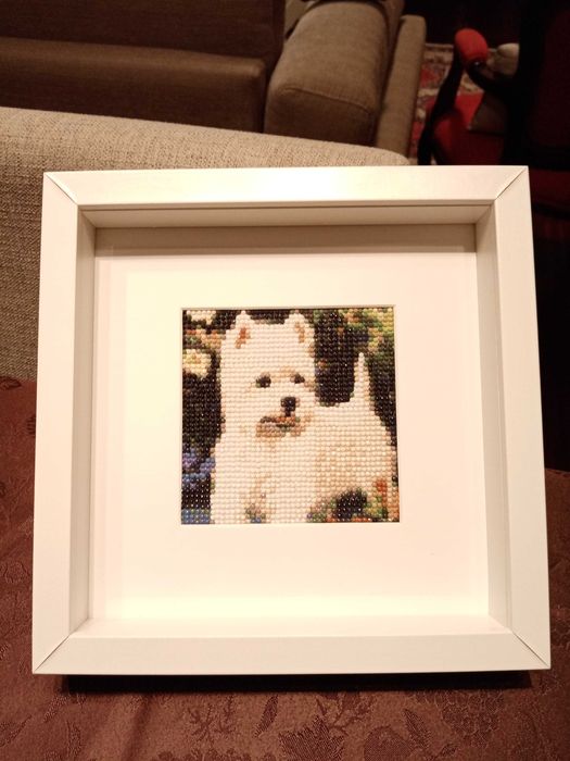 Quadro Pintura Diamante "Cachorro" com Moldura - P/DESOCUPAR!