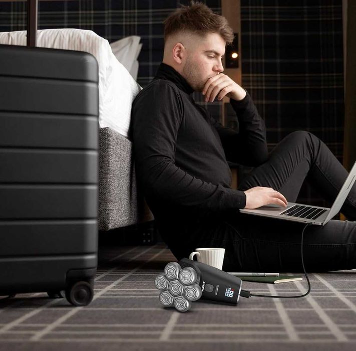 Golarka 7D KIBIY MS-682 IPX7 LED USB zestaw do łysiny głowy brody