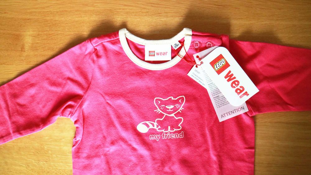 Camisola manga comprida rosa vivo Lego Wear 12-18m. Novo com etiqueta.